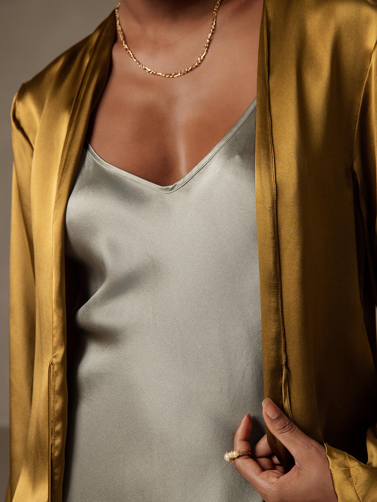 [Brown] SilkSilky-CA 19Momme Silk Long Sleeve Womens Outerwear 002