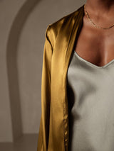 [Brown] SilkSilky-CA 19Momme Stretch Silk Charmeuse Long Sleeve Women's Outerwear 003