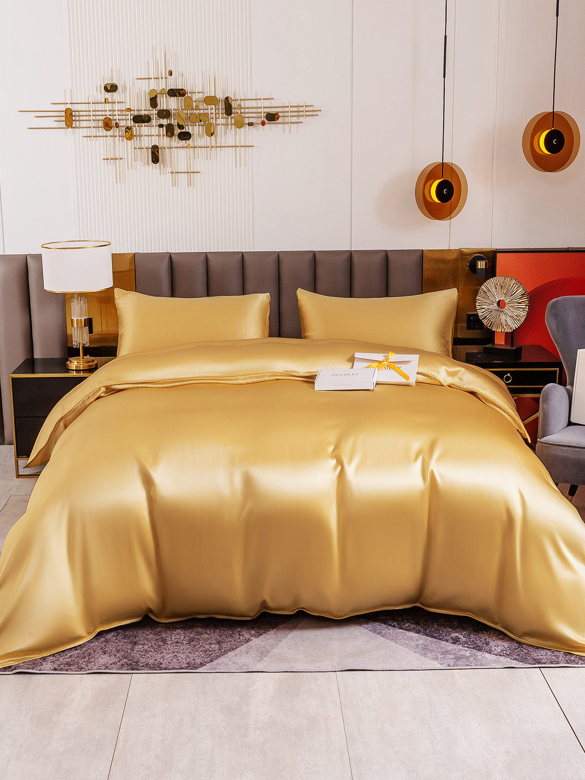 [Champagne] SilkSilky-CA 19Momme Pure Silk Bedding Set 002