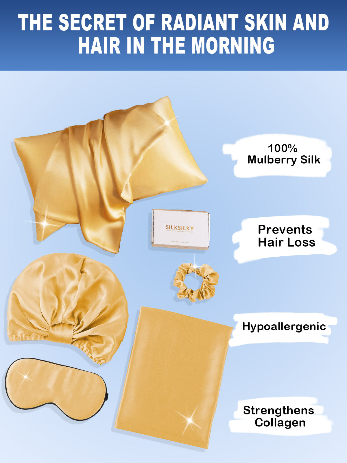 [Champagne] SilkSilky-CA 19Momme Pure Silk Pillowcase Set 002