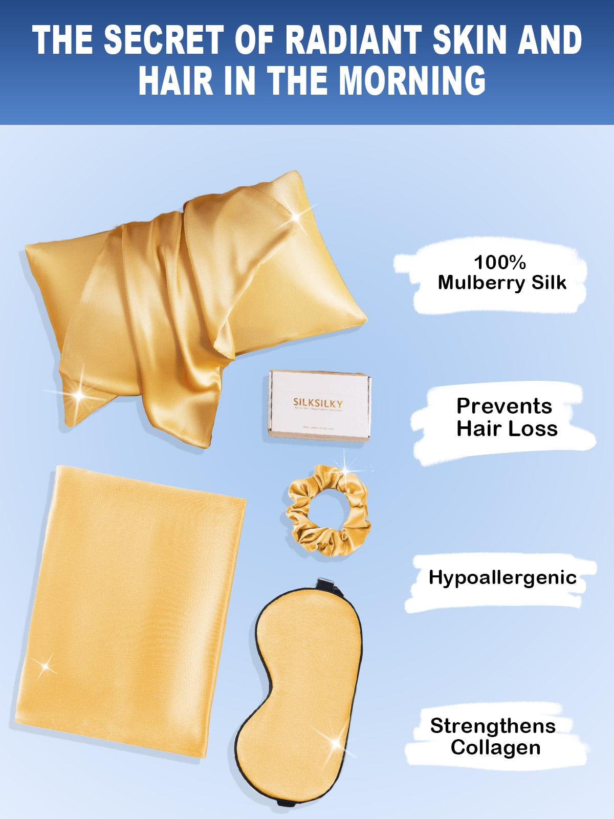 [Champagne] SilkSilky-CA 19Momme Pure Silk Pillowcase Set 002