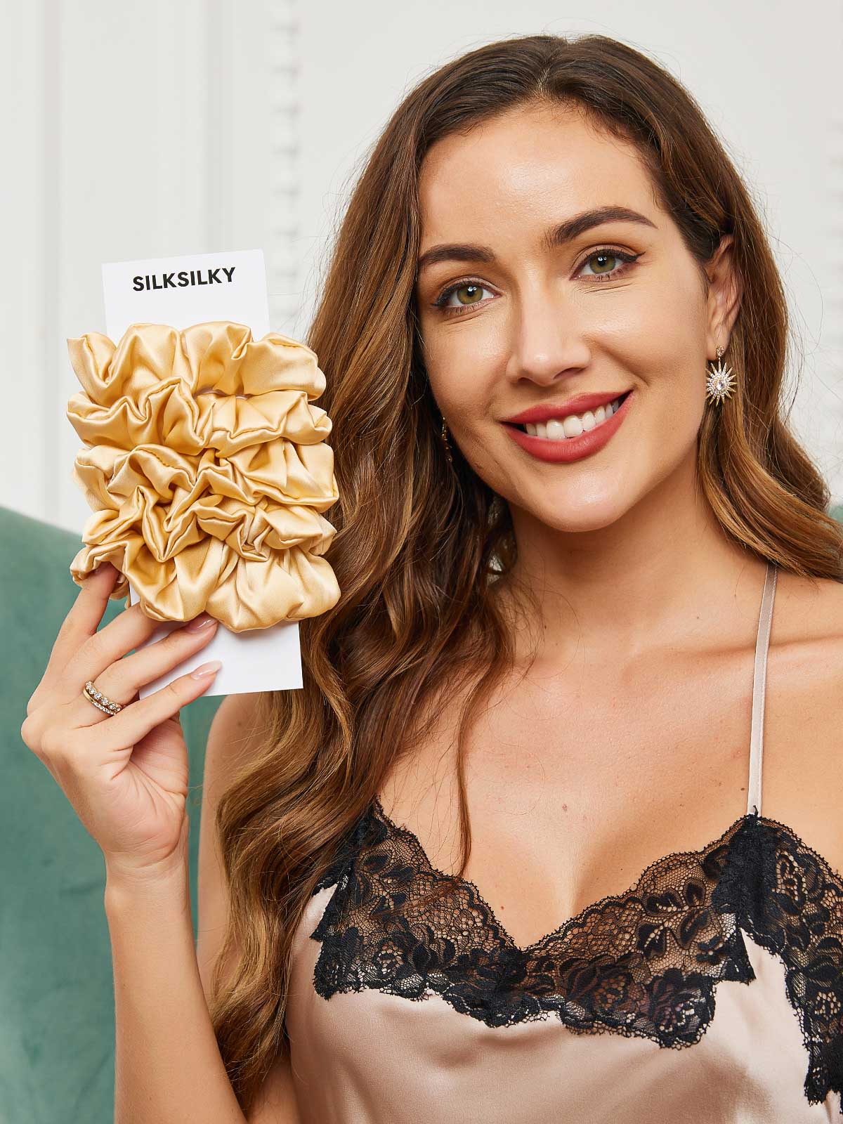 [Champagne] SilkSilky-CA 19Momme Pure Silk Scrunchie 001