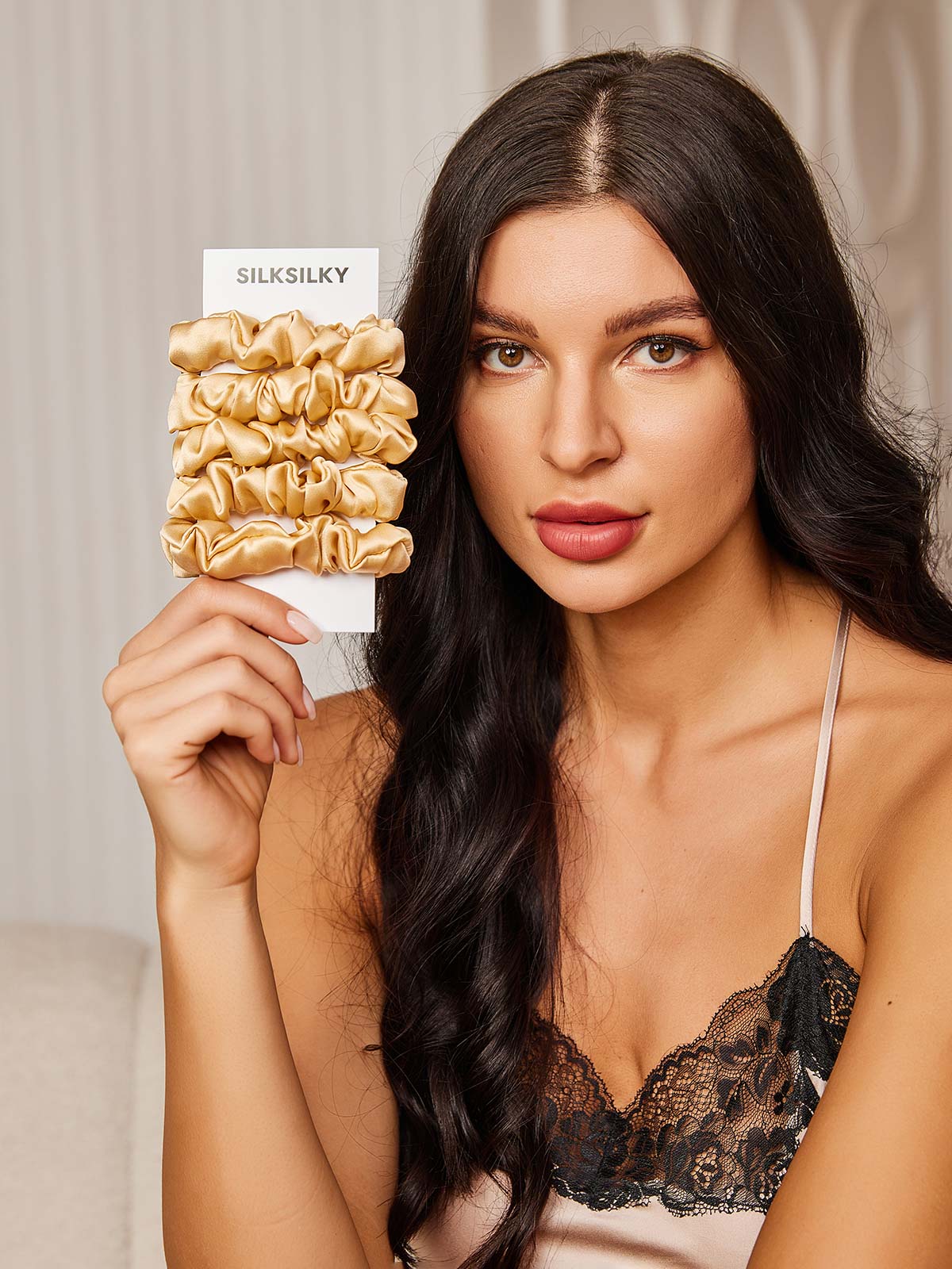 [Champagne] SilkSilky-CA 19Momme Pure Silk Scrunchie 001