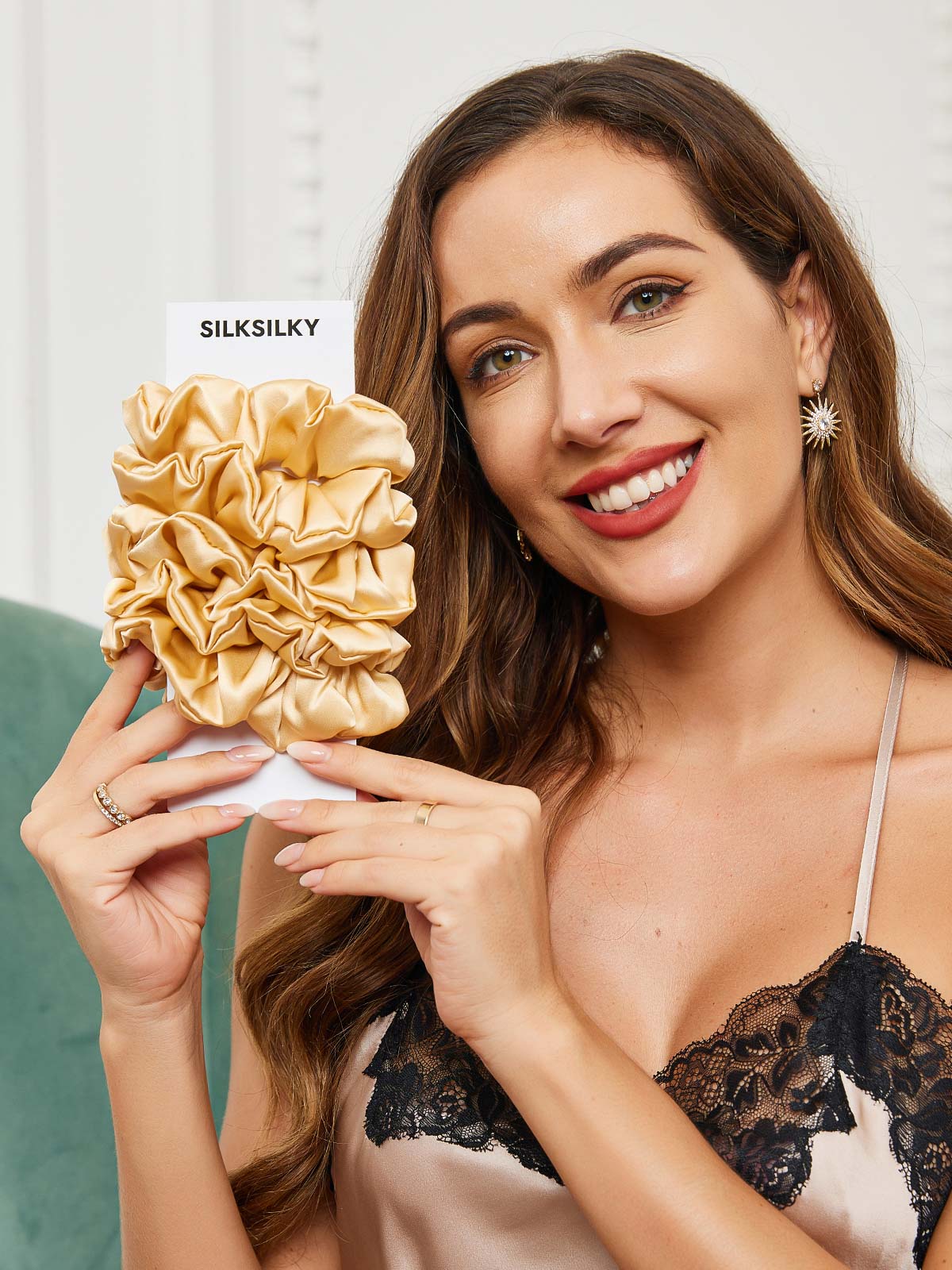 [Champagne] SilkSilky-CA 19Momme Pure Silk Scrunchie 002