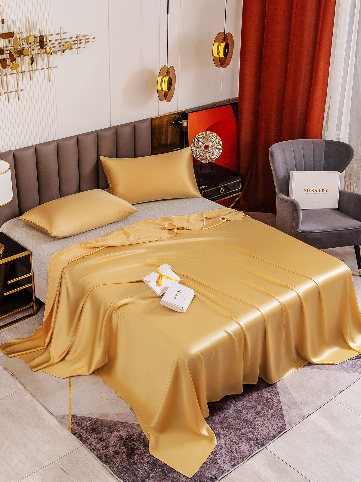 [Champagne] SilkSilky-CA 19Momme Pure Silk Sheet 001