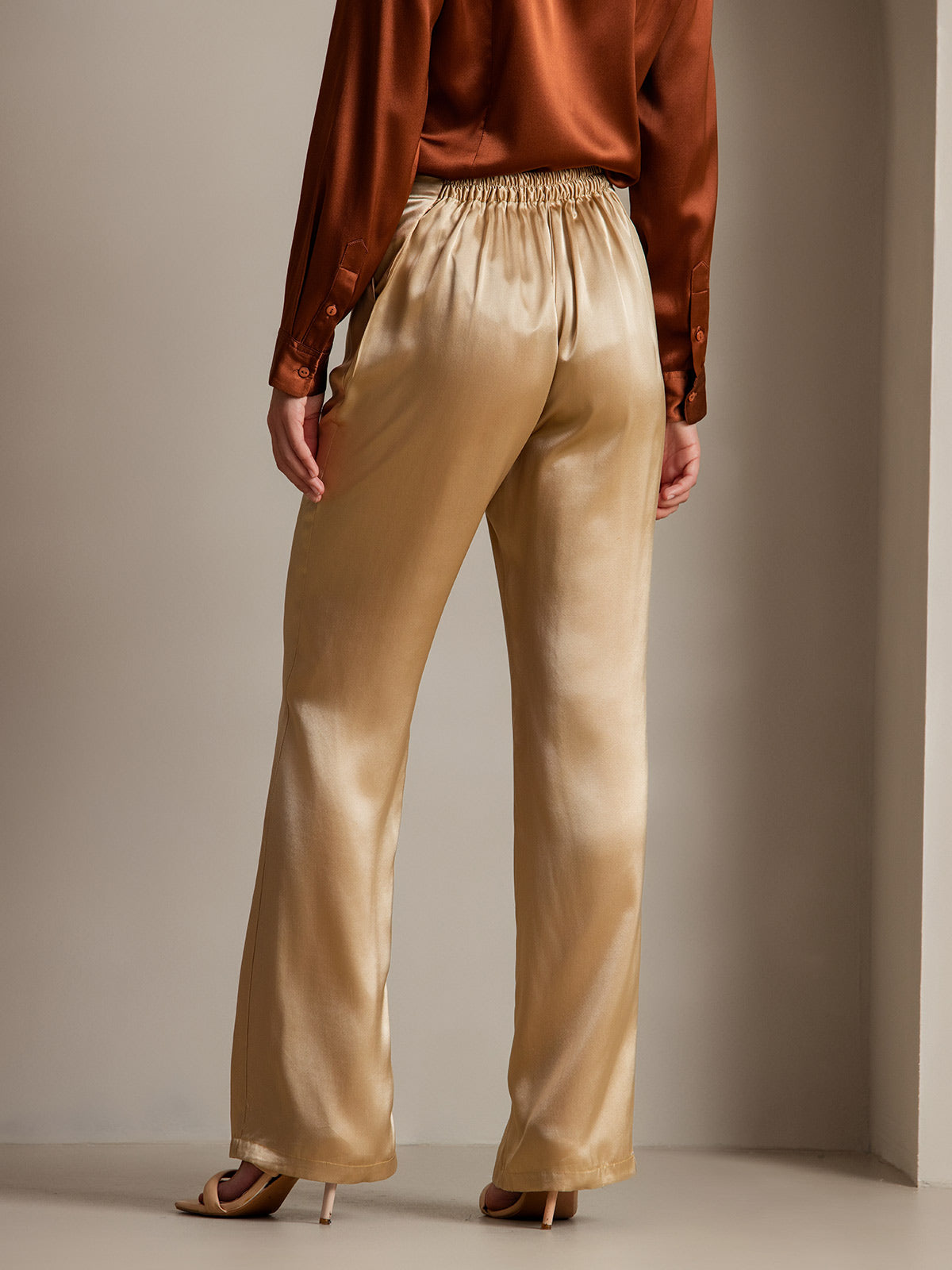 [Champagne] SilkSilky-CA 19Momme Silk Womens Pants 002
