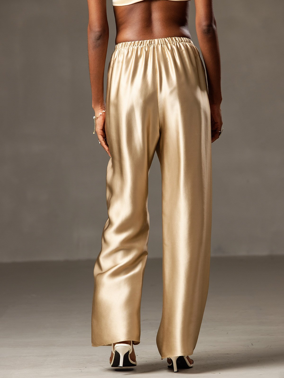 [Champagne] SilkSilky-CA 19Momme Silk Womens Pants 002
