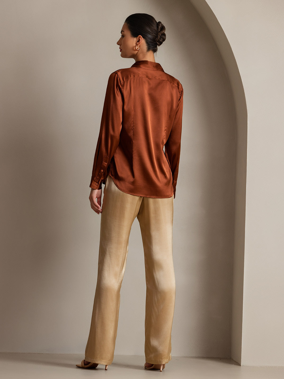 [Champagne] SilkSilky-CA 19Momme Silk Womens Pants 004