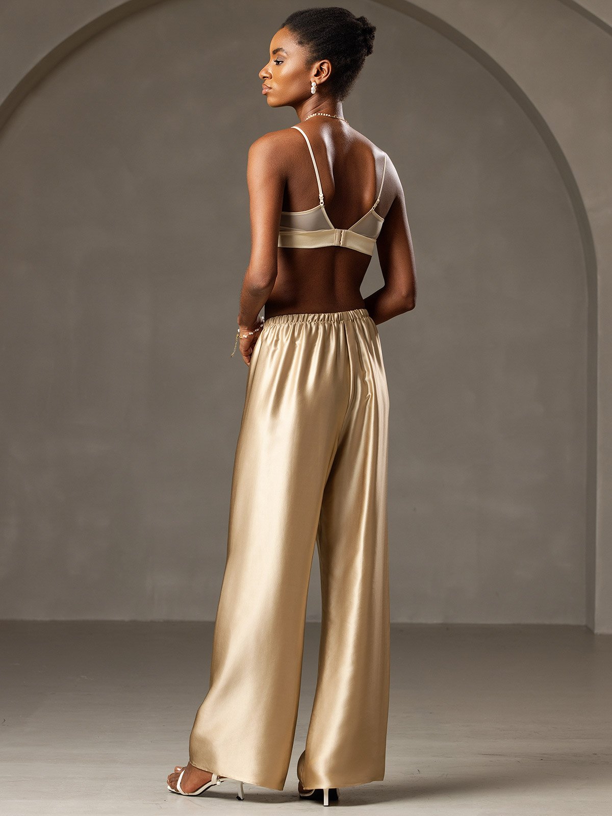 [Champagne] SilkSilky-CA 19Momme Silk Womens Pants 004