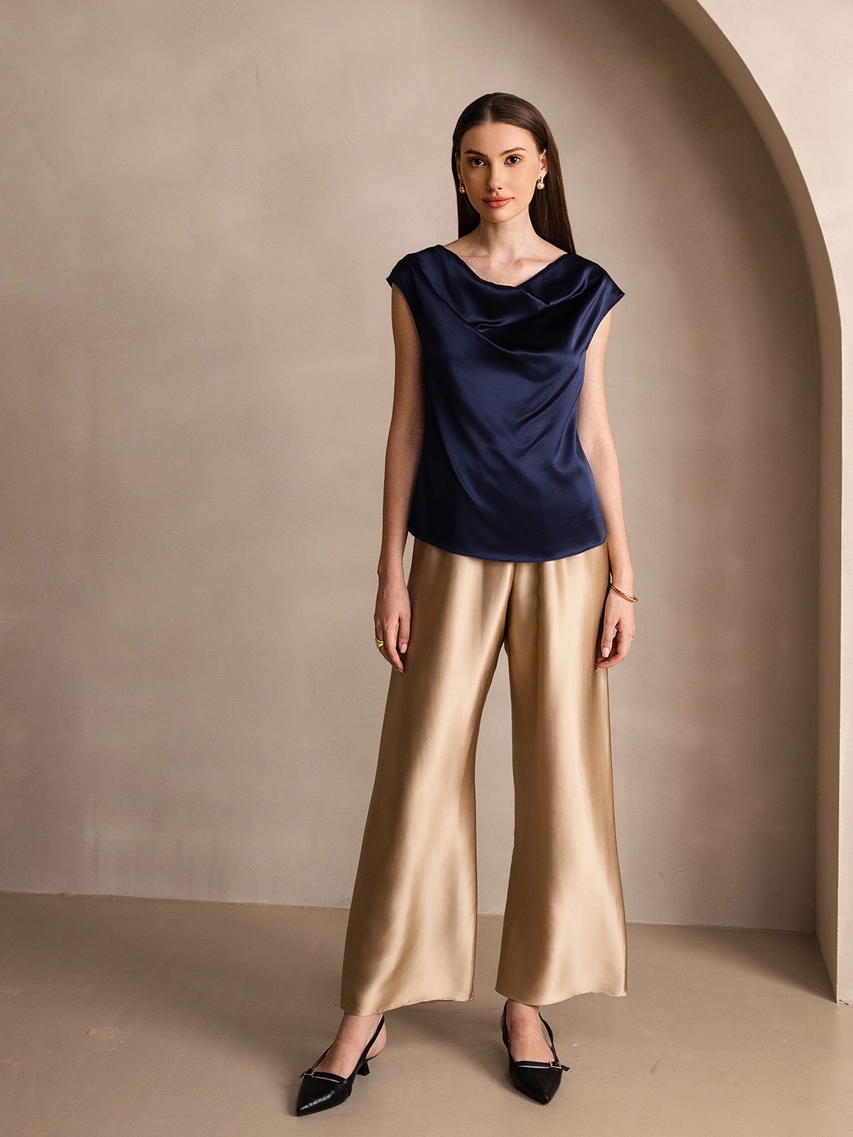 [Champagne] SilkSilky-CA 19Momme Silk Womens Pants 008