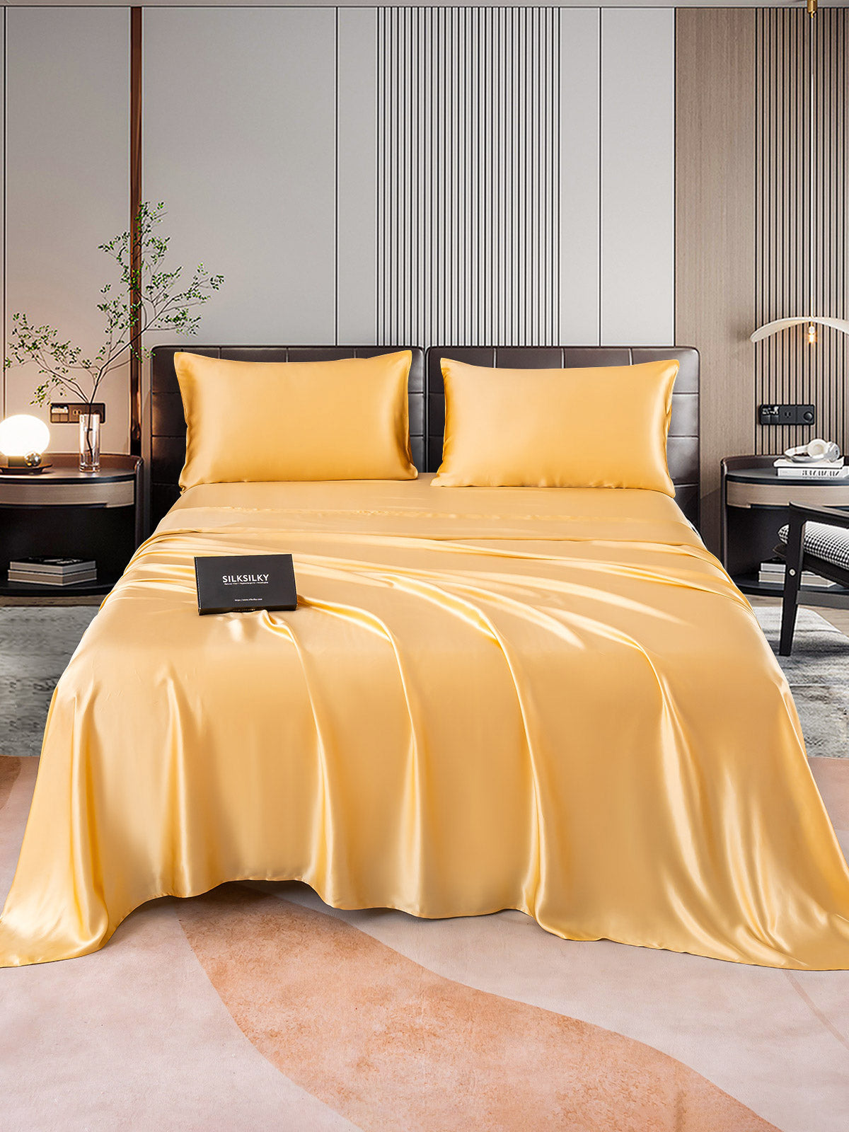 [Champagne] SilkSilky-CA 22Momme Pure Silk Bedding Set 001