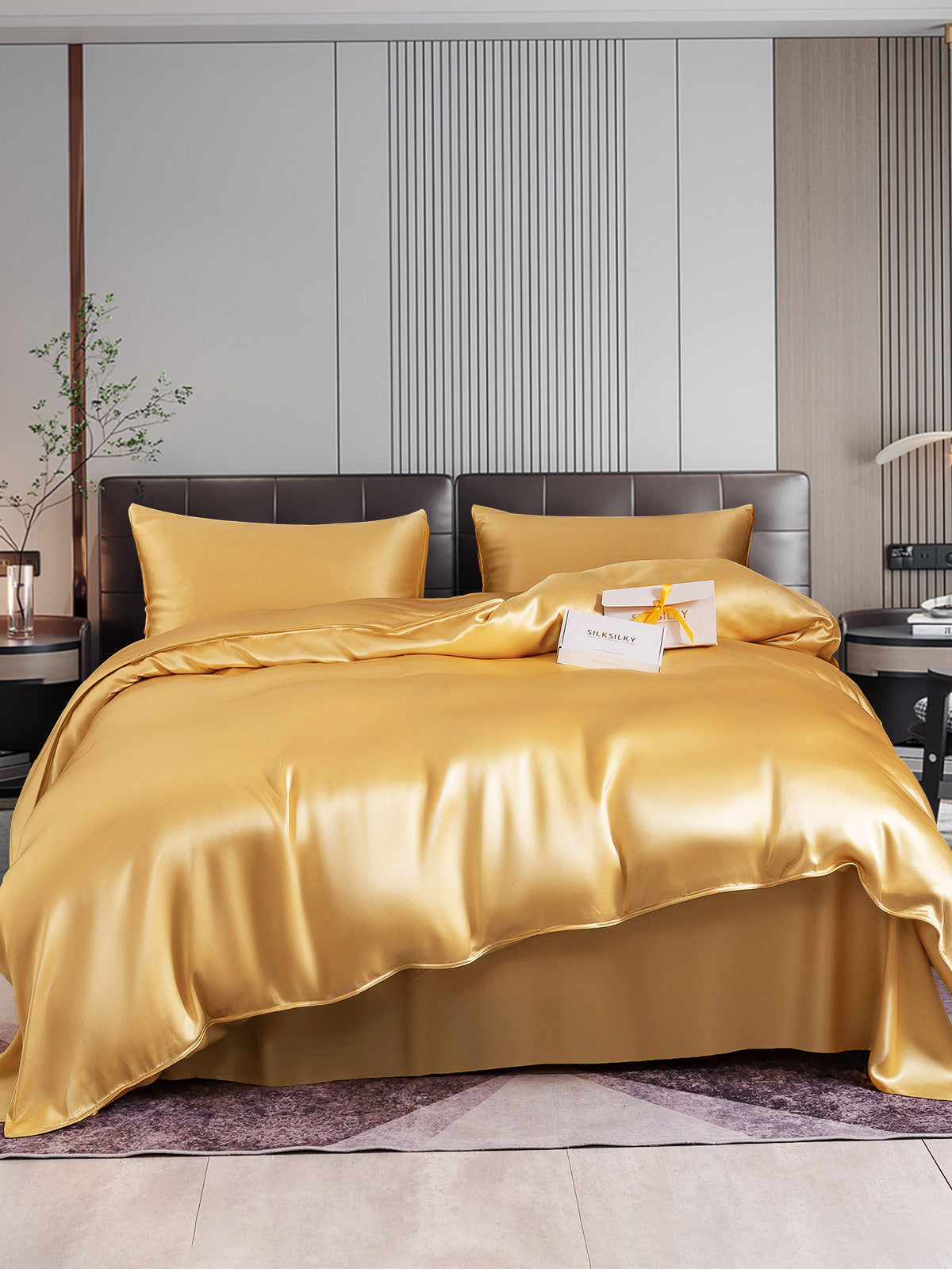 [Champagne] SilkSilky-CA 22Momme Pure Silk Bedding Set 001