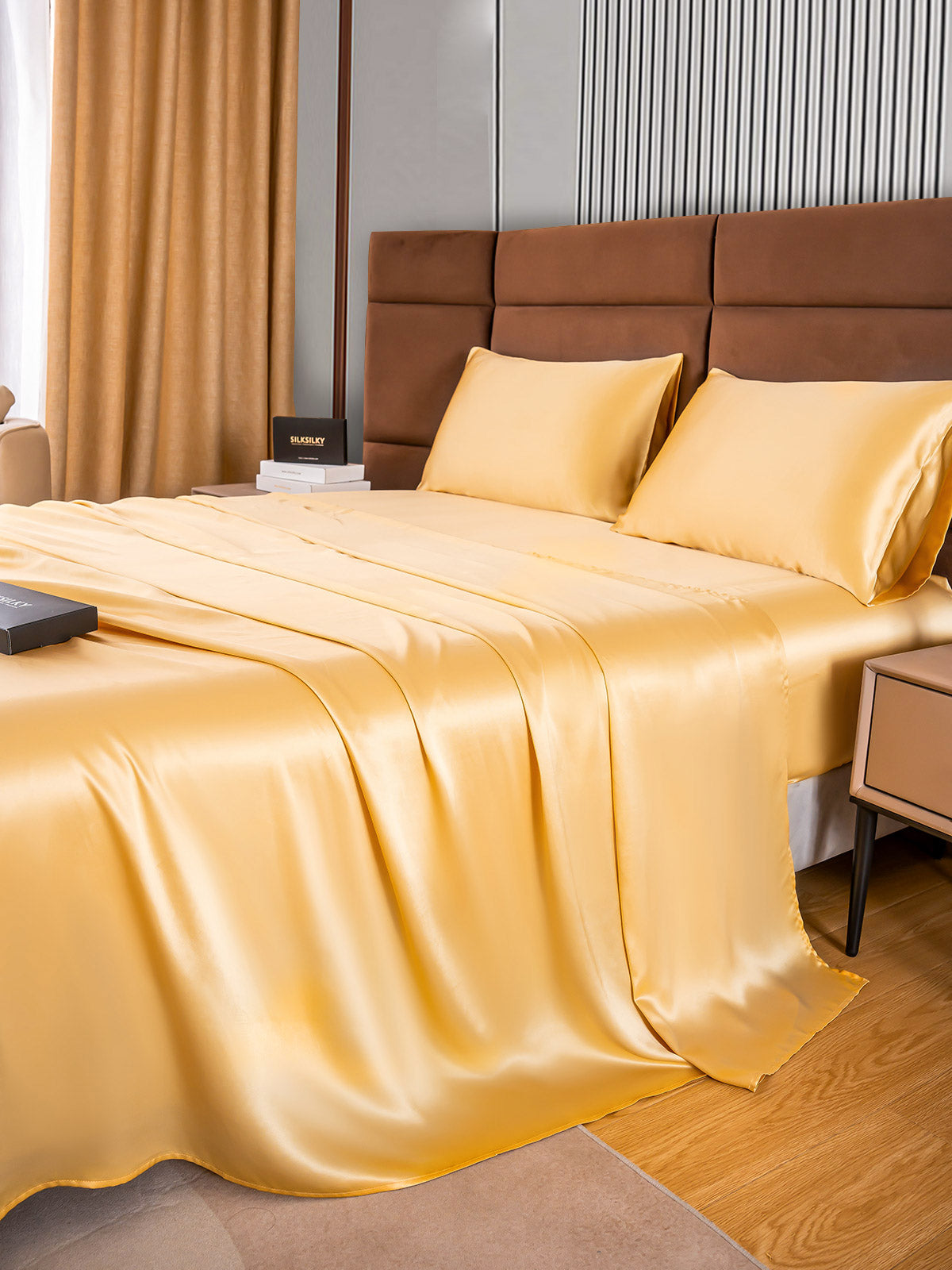 [Champagne] SilkSilky-CA 22Momme Pure Silk Bedding Set 003