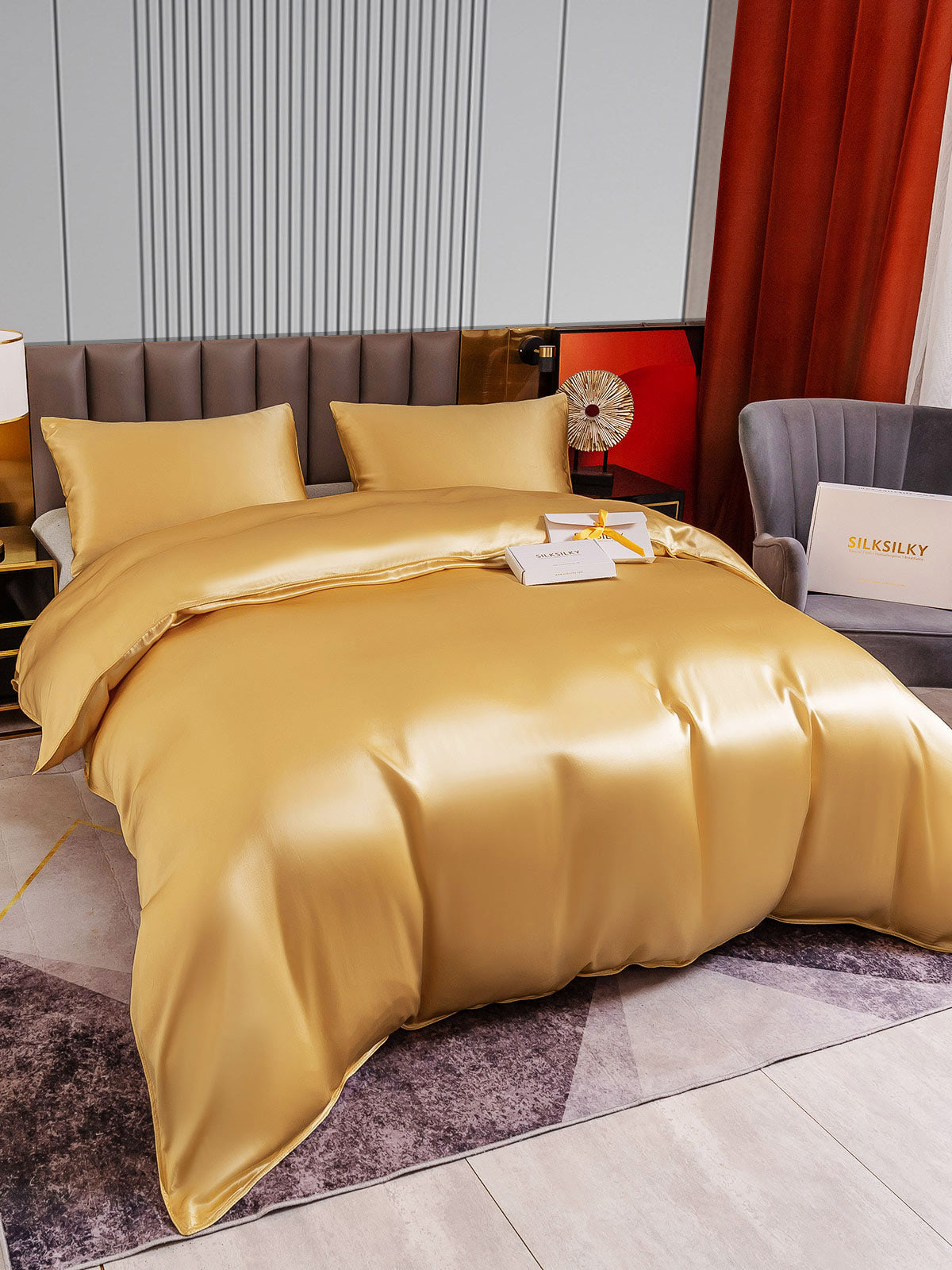 [Champagne] SilkSilky-CA 22Momme Pure Silk Bedding Set 003