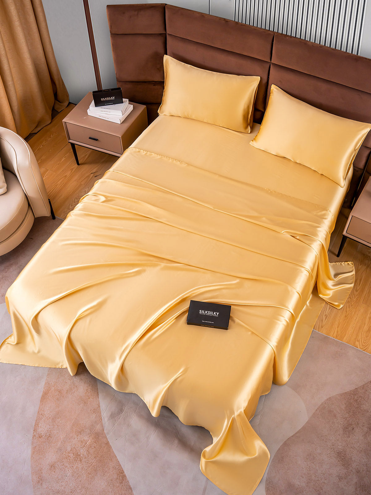 [Champagne] SilkSilky-CA 22Momme Pure Silk Bedding Set 005