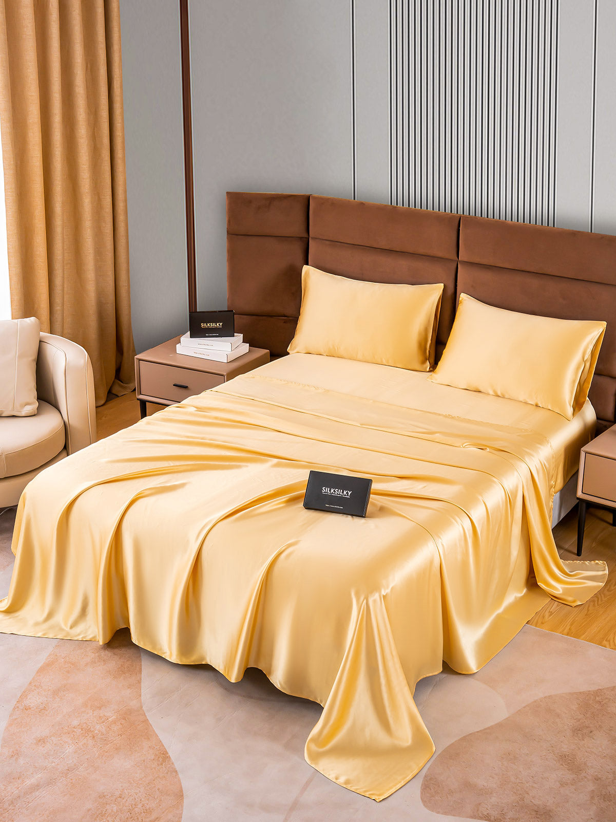 [Champagne] SilkSilky-CA 22Momme Pure Silk Bedding Set 006