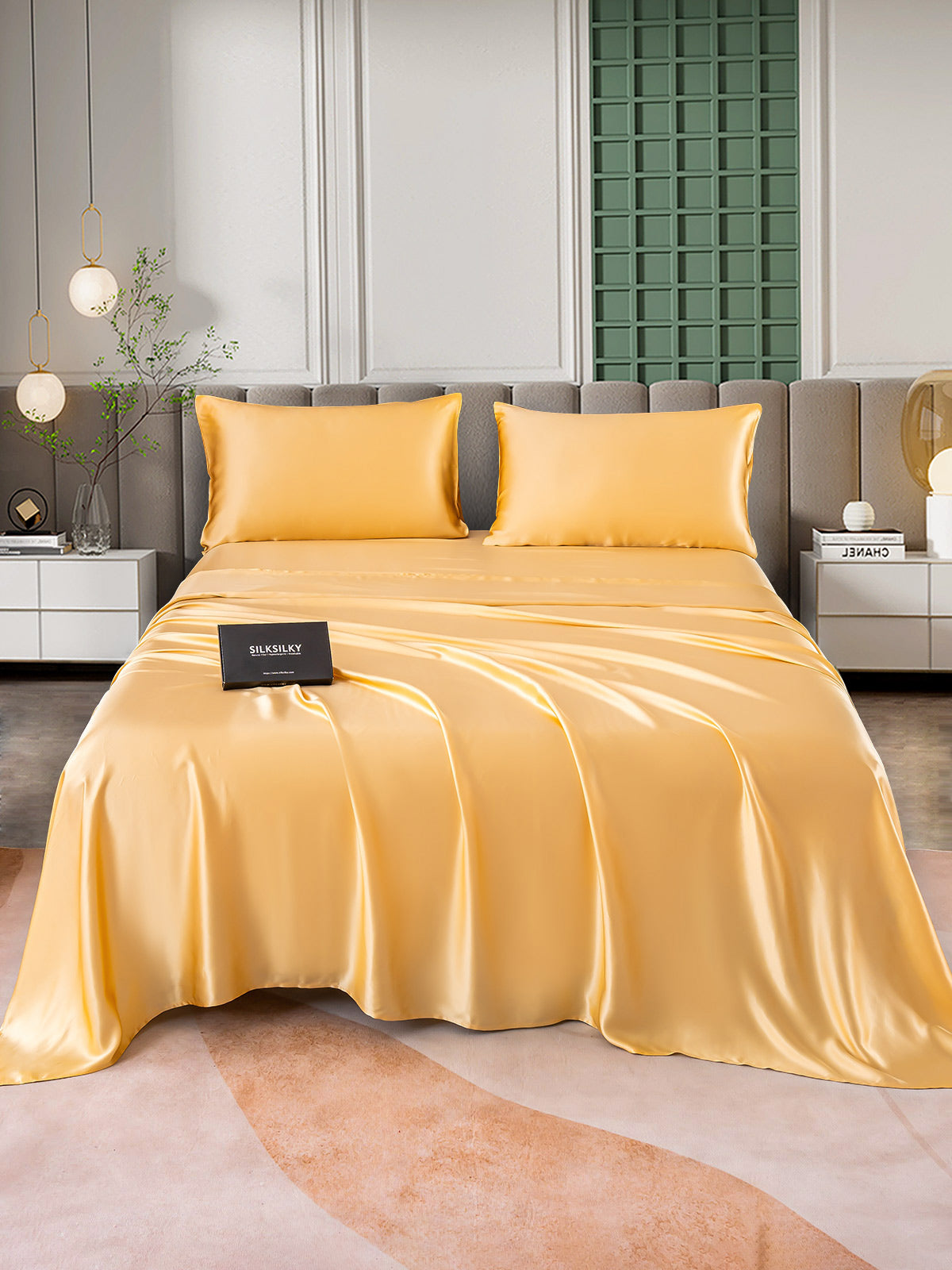 [Champagne] SilkSilky-CA 25Momme Pure Silk Bedding Set 001