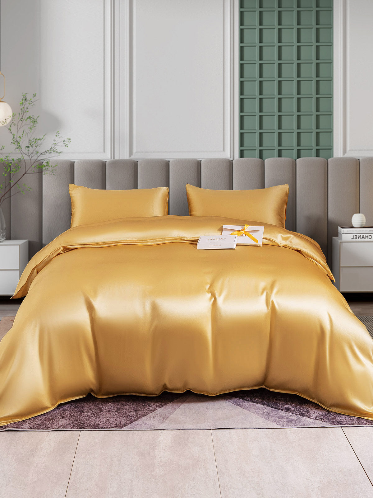 [Champagne] SilkSilky-CA 25Momme Pure Silk Bedding Set 001