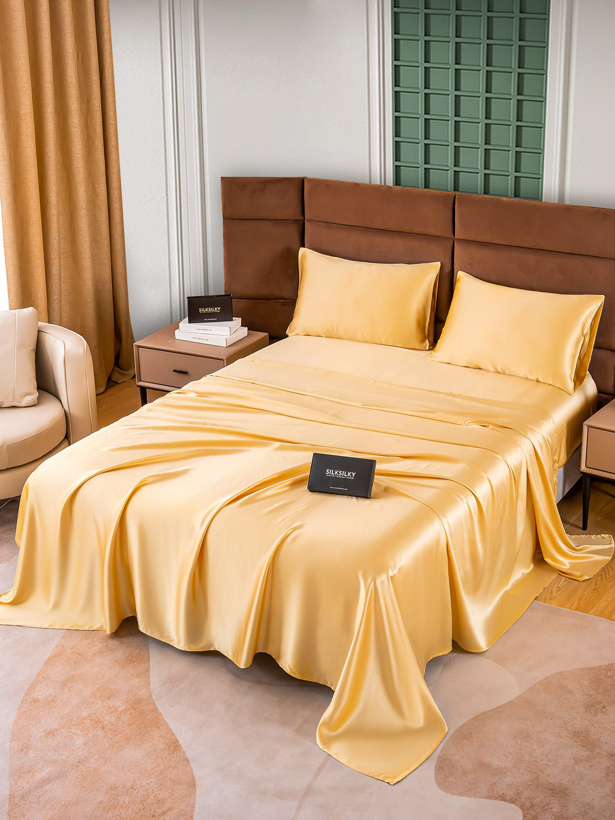 [Champagne] SilkSilky-CA 25Momme Pure Silk Bedding Set 002