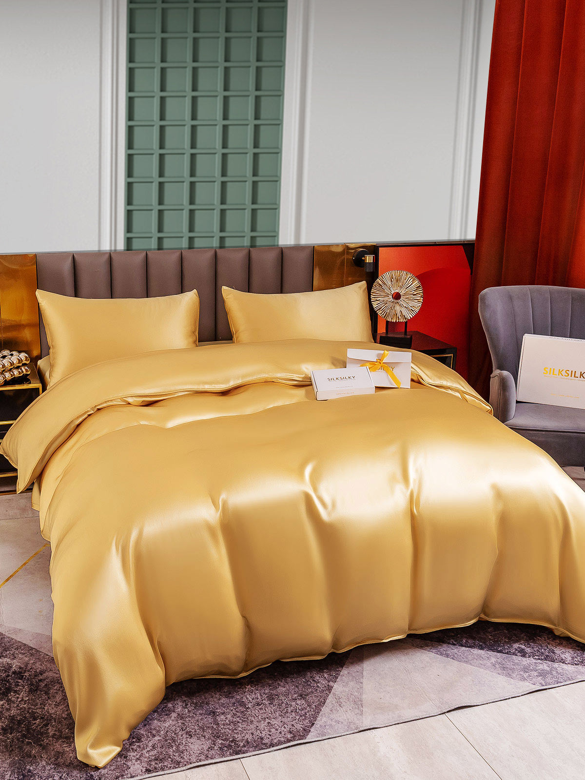 [Champagne] SilkSilky-CA 25Momme Pure Silk Bedding Set 002