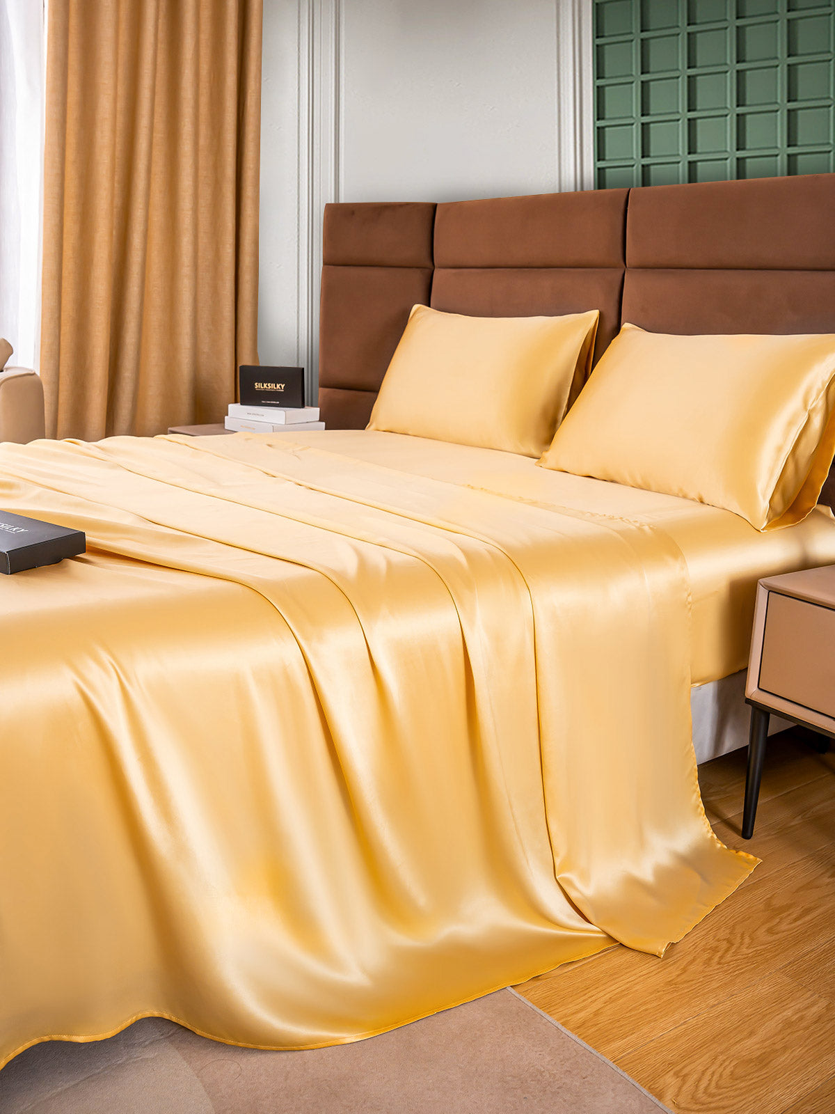 [Champagne] SilkSilky-CA 25Momme Pure Silk Bedding Set 003