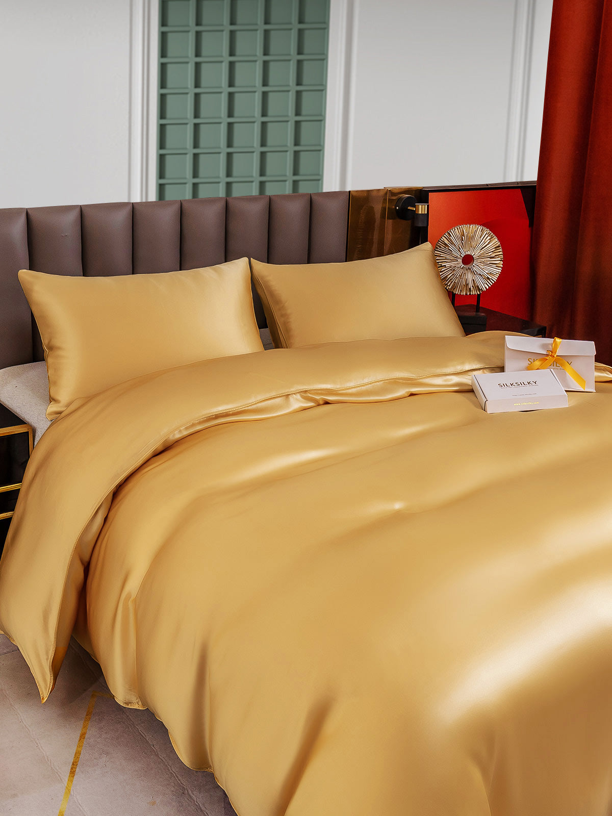 [Champagne] SilkSilky-CA 25Momme Pure Silk Bedding Set 003