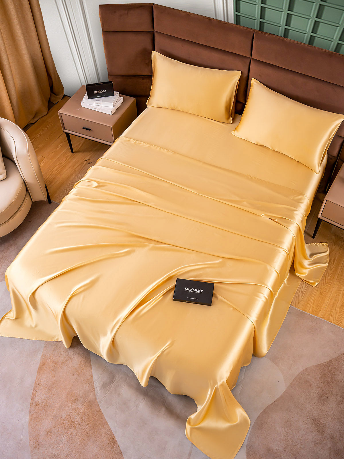 [Champagne] SilkSilky-CA 25Momme Pure Silk Bedding Set 005