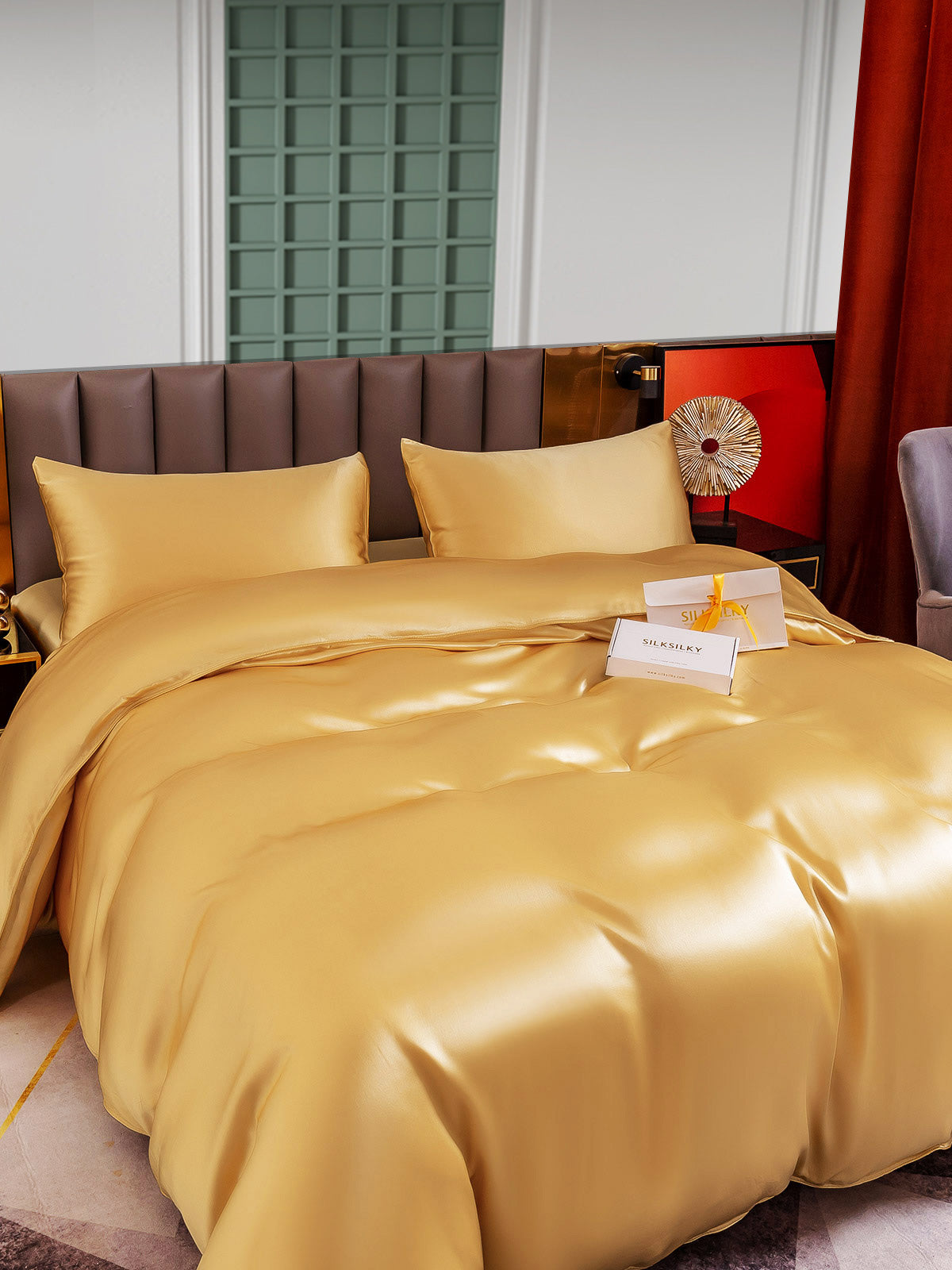 [Champagne] SilkSilky-CA 25Momme Pure Silk Bedding Set 005