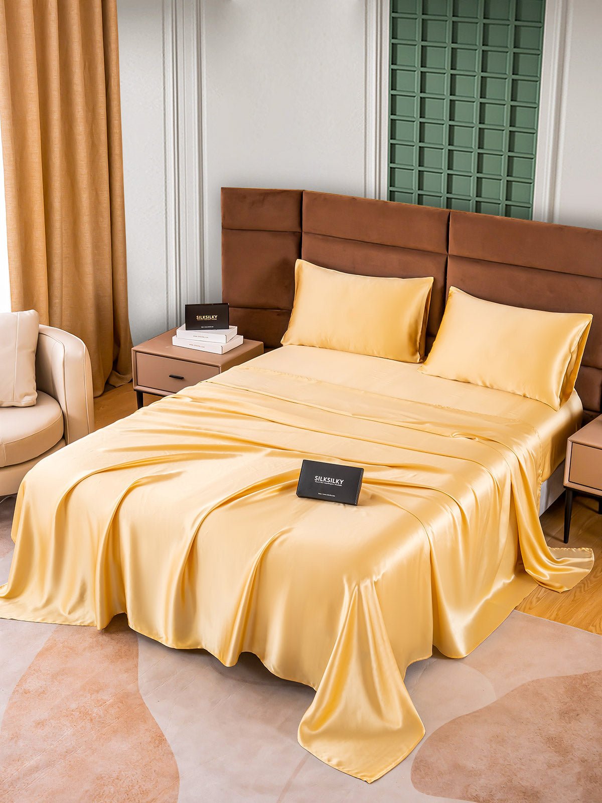 [Champagne] SilkSilky-CA 25Momme Pure Silk Bedding Set 006