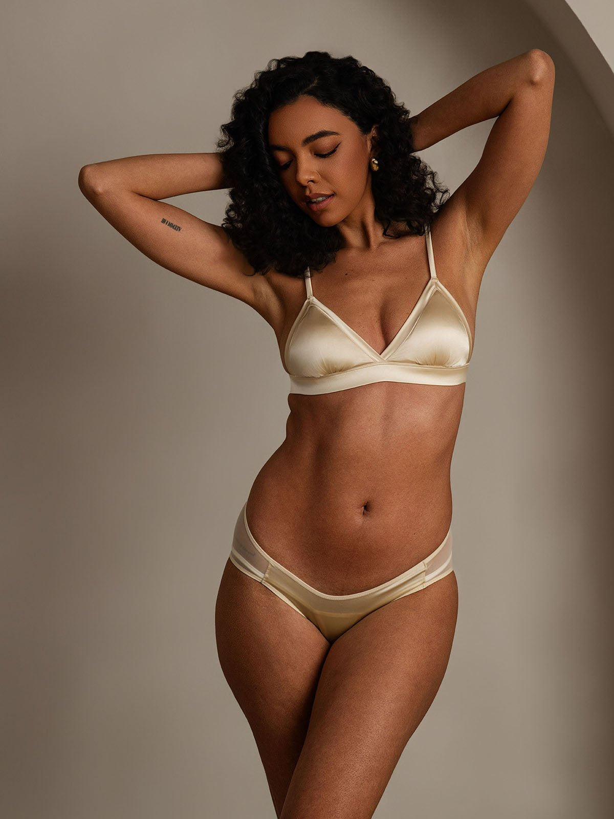 [Champagne] SilkSilky-CA Pure Silk Bra&Panty Set 006