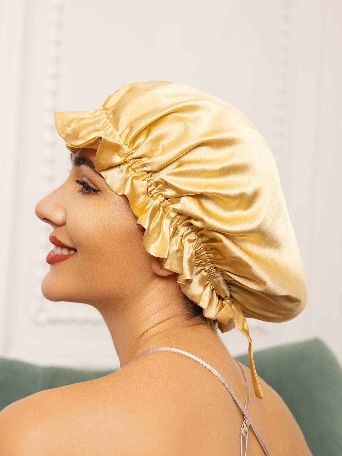 [Champagne] SilkSilky-CA Pure Silk Sleep Cap 001