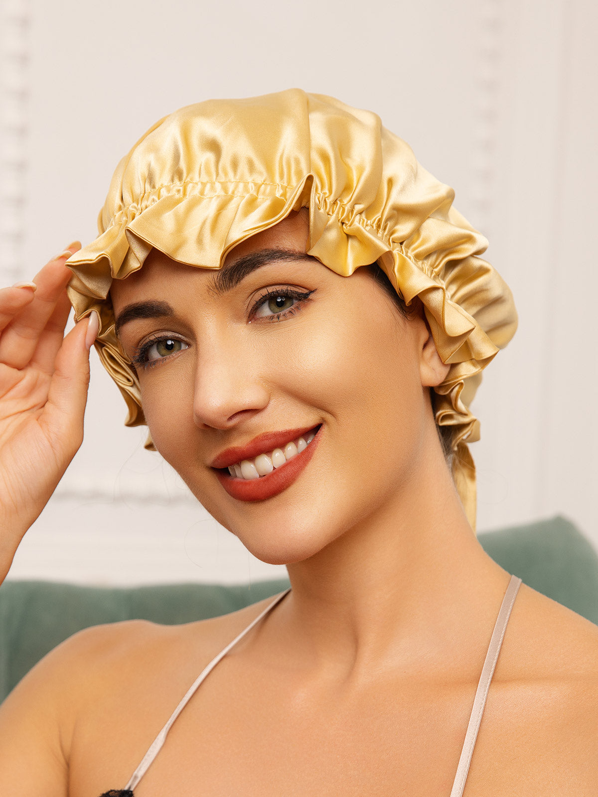 [Champagne] SilkSilky-CA Pure Silk Sleep Cap 002