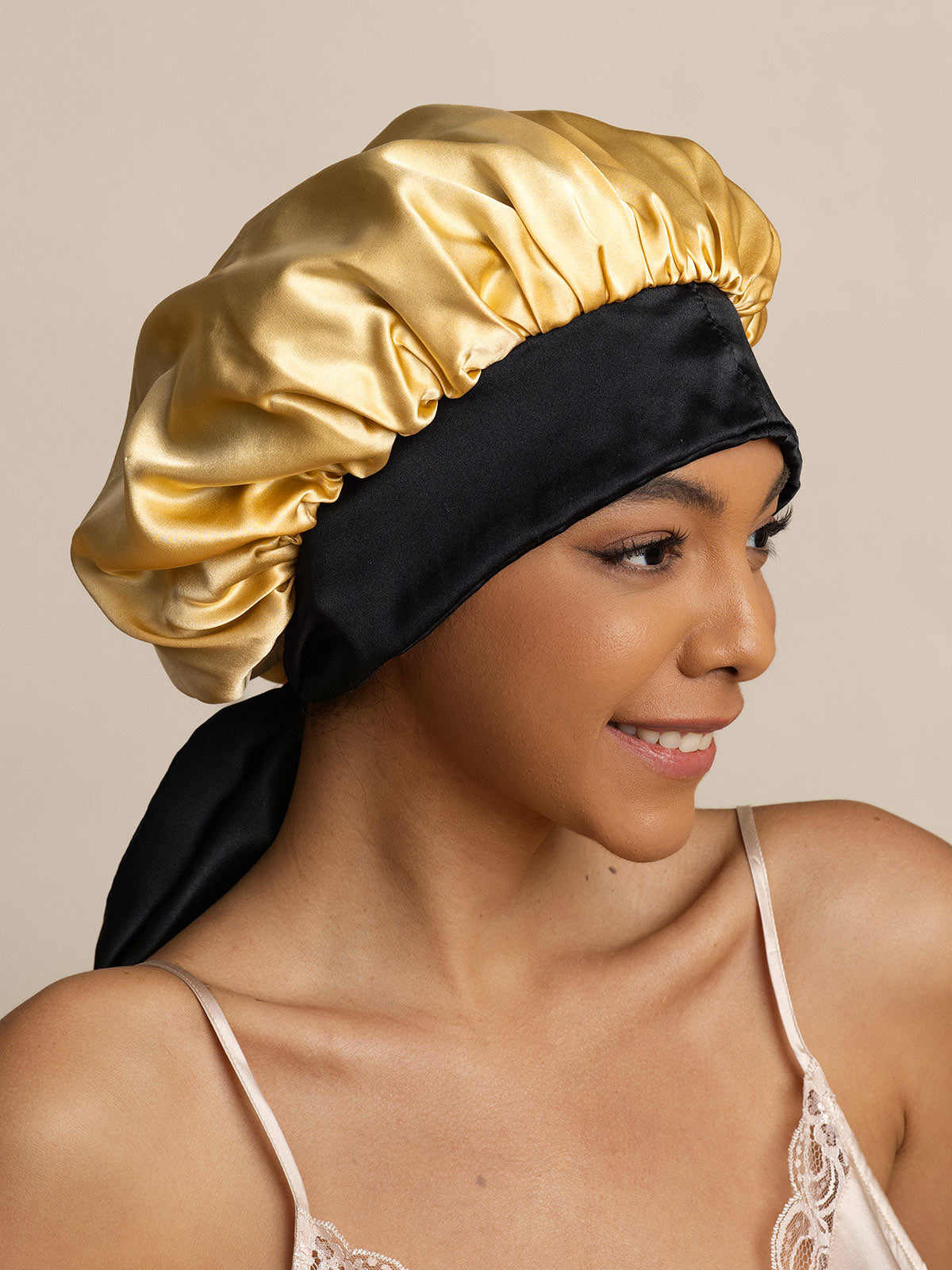 [Champagne] SilkSilky-CA Pure Silk Sleep Cap 002
