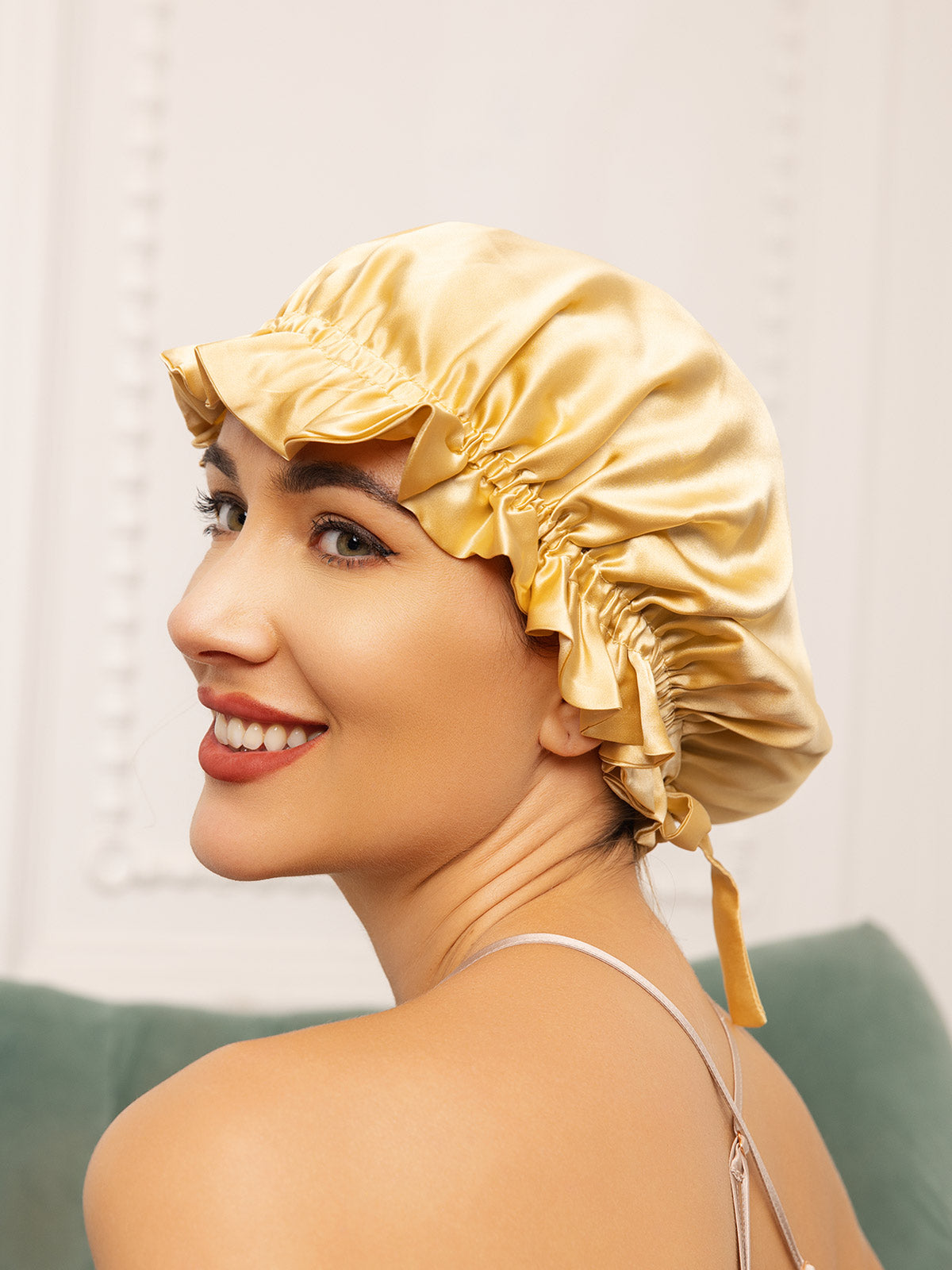 [Champagne] SilkSilky-CA Pure Silk Sleep Cap 003