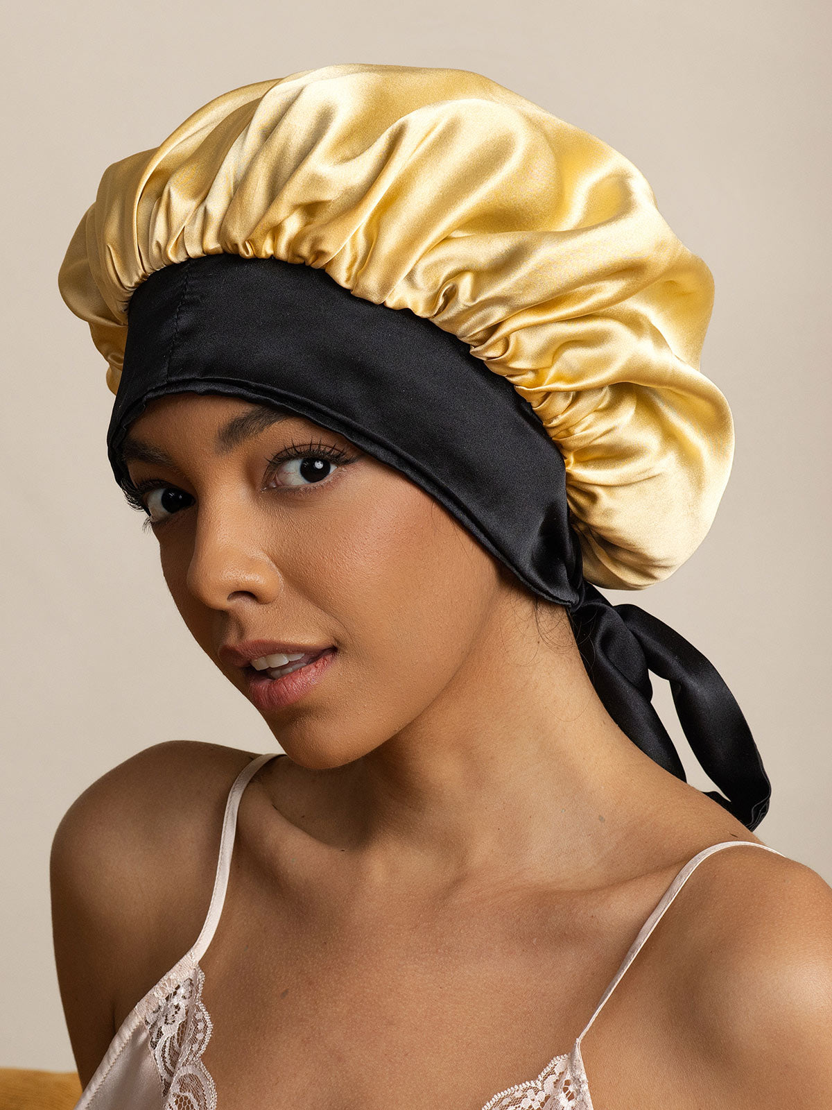 [Champagne] SilkSilky-CA Pure Silk Sleep Cap 003