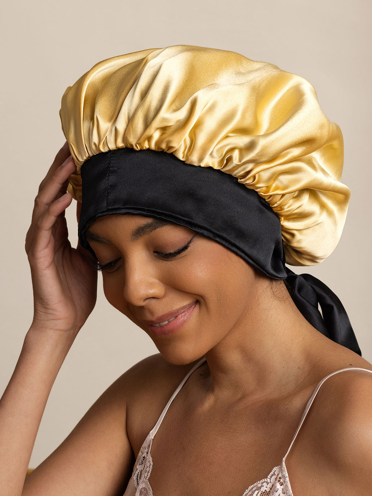 [Champagne] SilkSilky-CA Pure Silk Sleep Cap 004