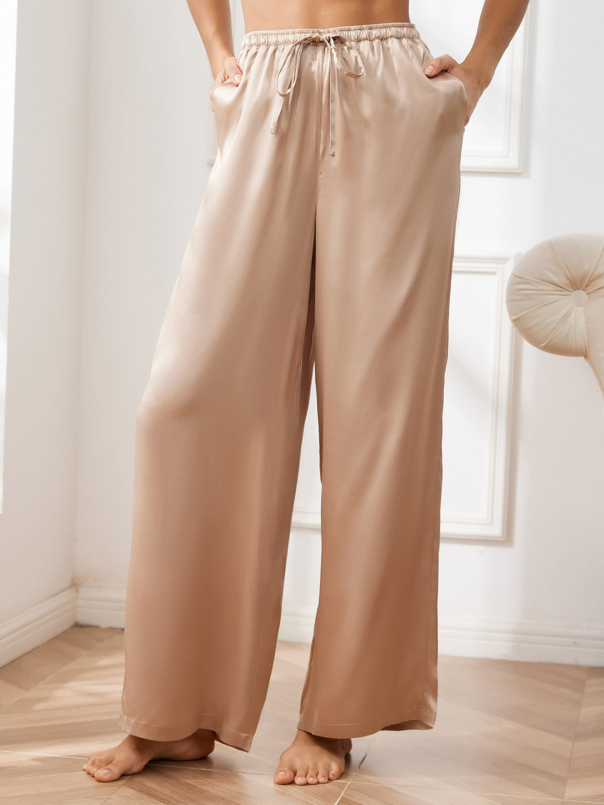 [Champagne] SilkSilky-CA Pure Silk Womens Pants 003