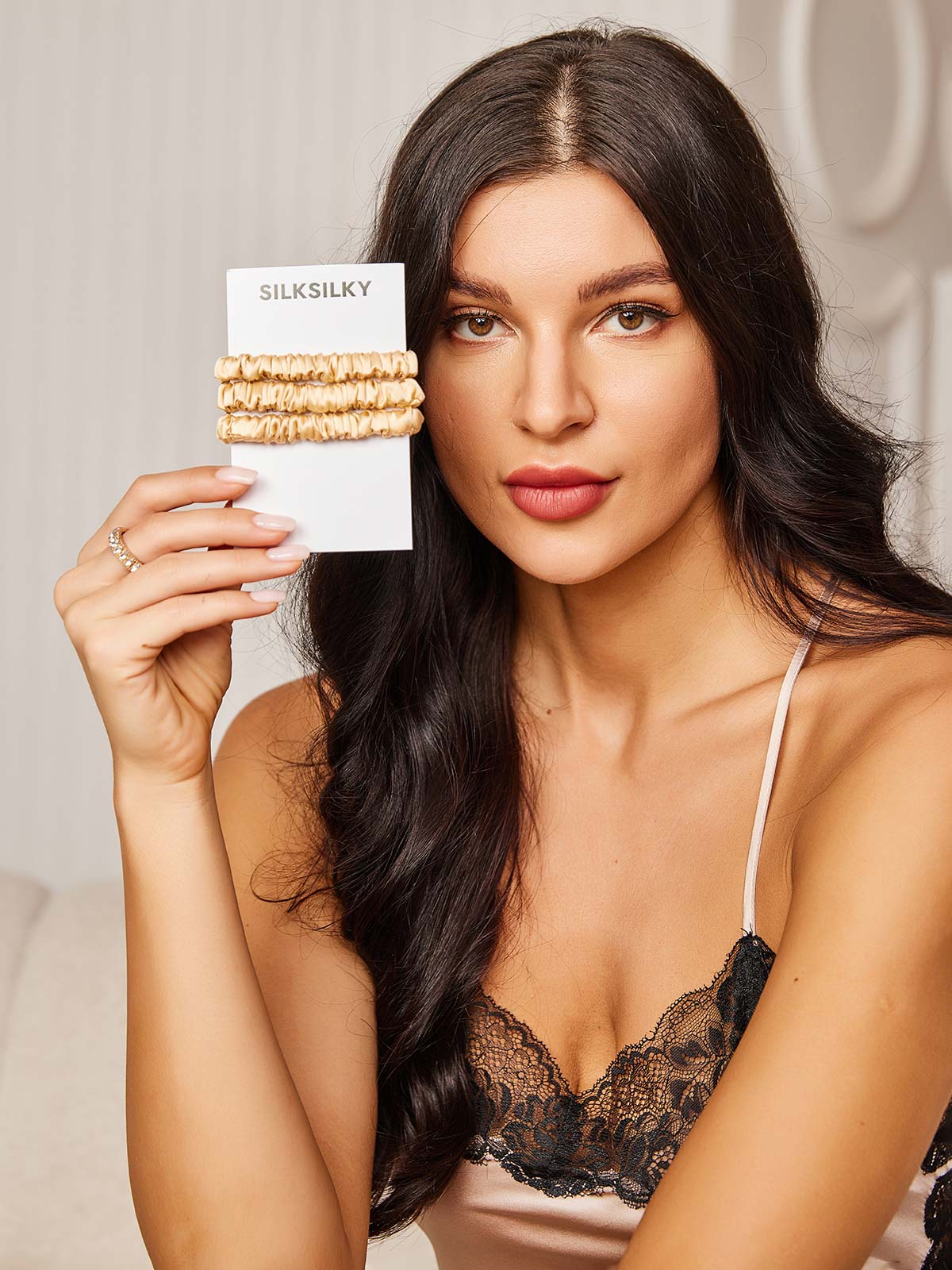 [Champagne] SilkSilky-CA 19Momme Scrunchie 001