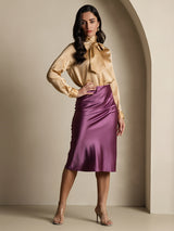 [Champagne] SilkSilky-CA Long Sleeve High Neck Blouse 008