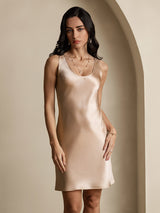 [Champagne] SilkSilky-CA Sleeveless Scoop Neck Dress 001