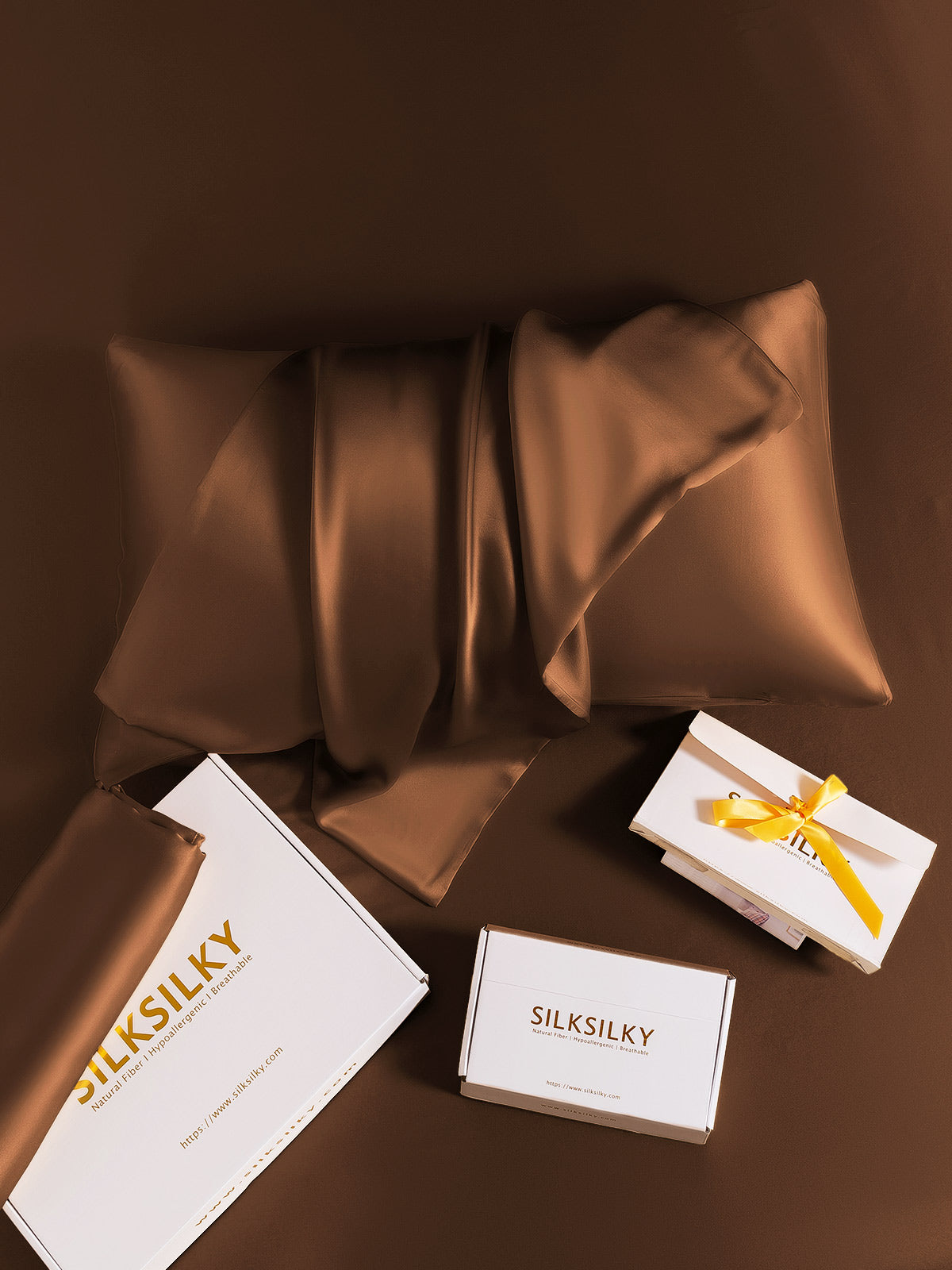 [Coffee] SilkSilky-CA 19Momme Pure Silk Pillowcase 008