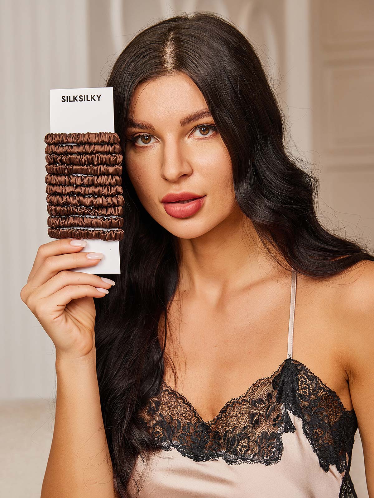 [Coffee] SilkSilky-CA 19Momme Pure Silk Scrunchie 001