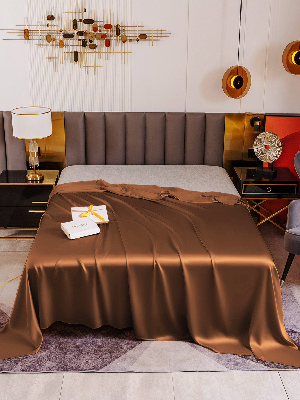 [Coffee] SilkSilky-CA 19Momme Pure Silk Sheet 002