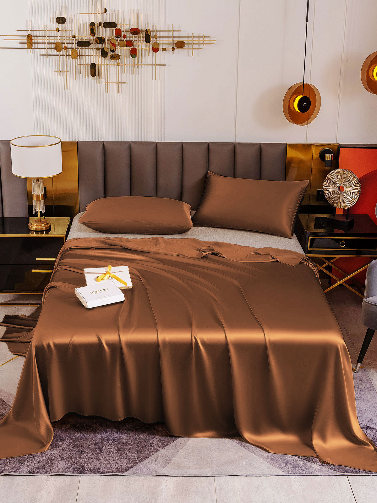 [Coffee] SilkSilky-CA 19Momme Pure Silk Sheet 002