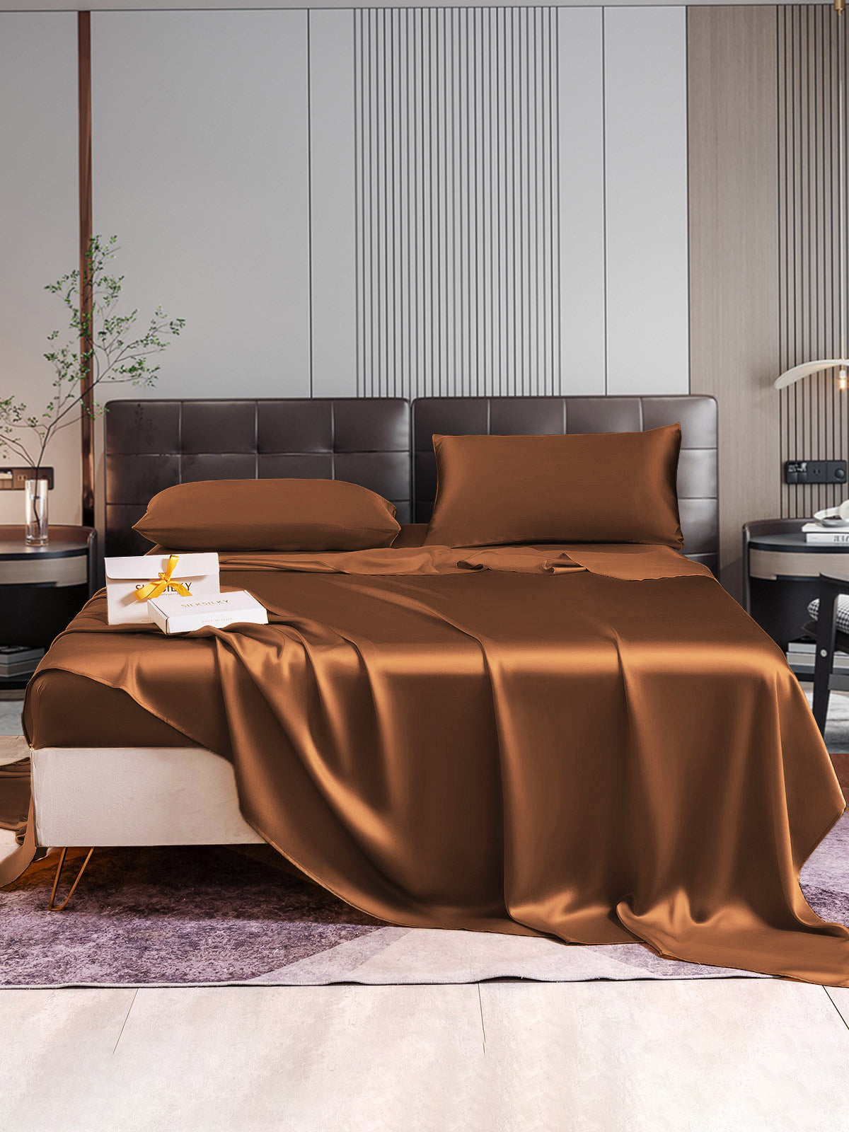 [Coffee] SilkSilky-CA 22Momme Pure Silk Bedding Set 001