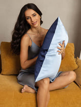 [DarkBlue+LightBlue] SilkSilky-CA 19Momme Pure Silk Pillowcase 001