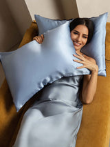 [DarkBlue+LightBlue] SilkSilky-CA 19Momme Pure Silk Pillowcase 004