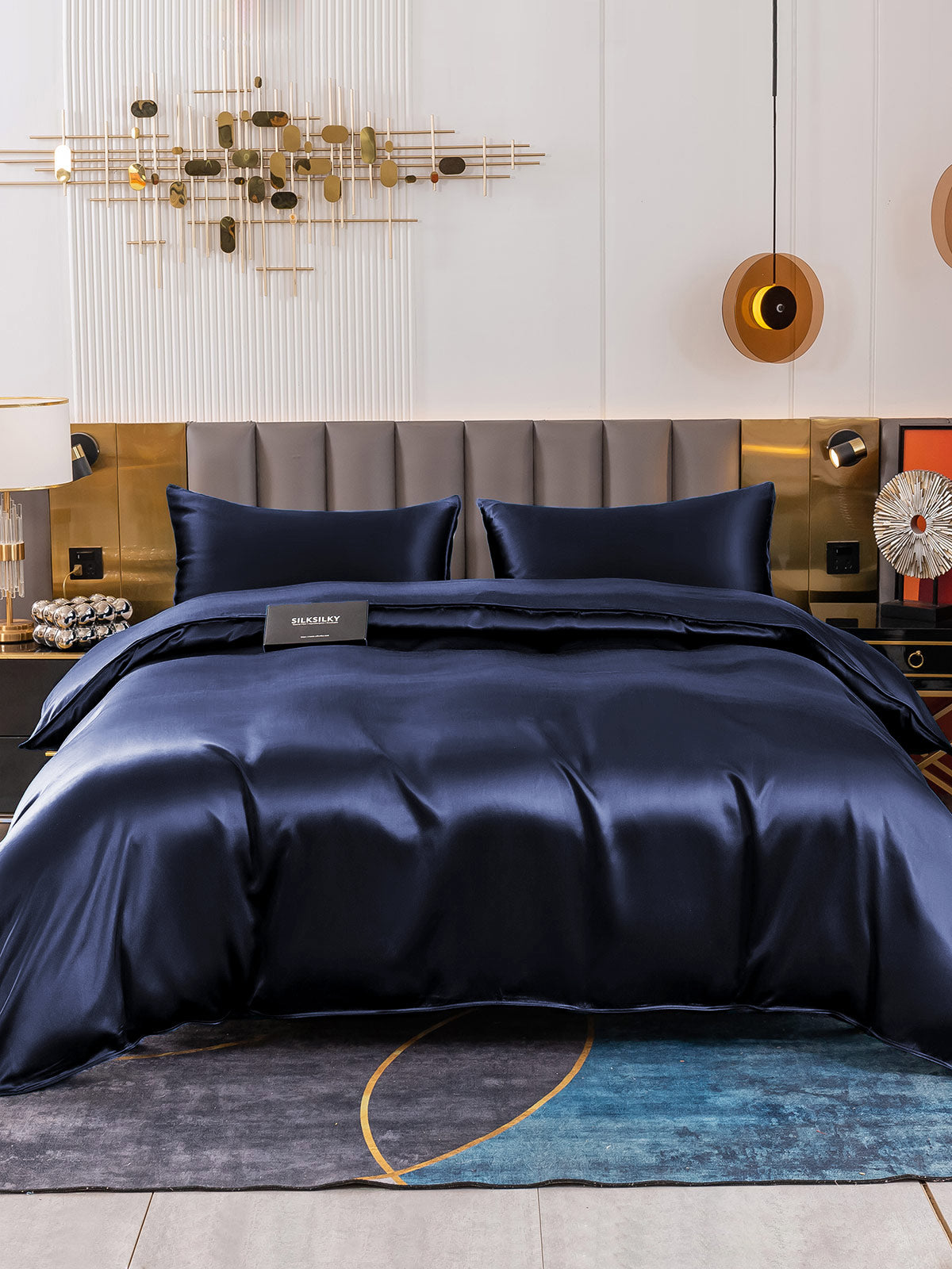 [Dark Blue] SilkSilky-CA 19Momme Pure Silk Bedding Set 002