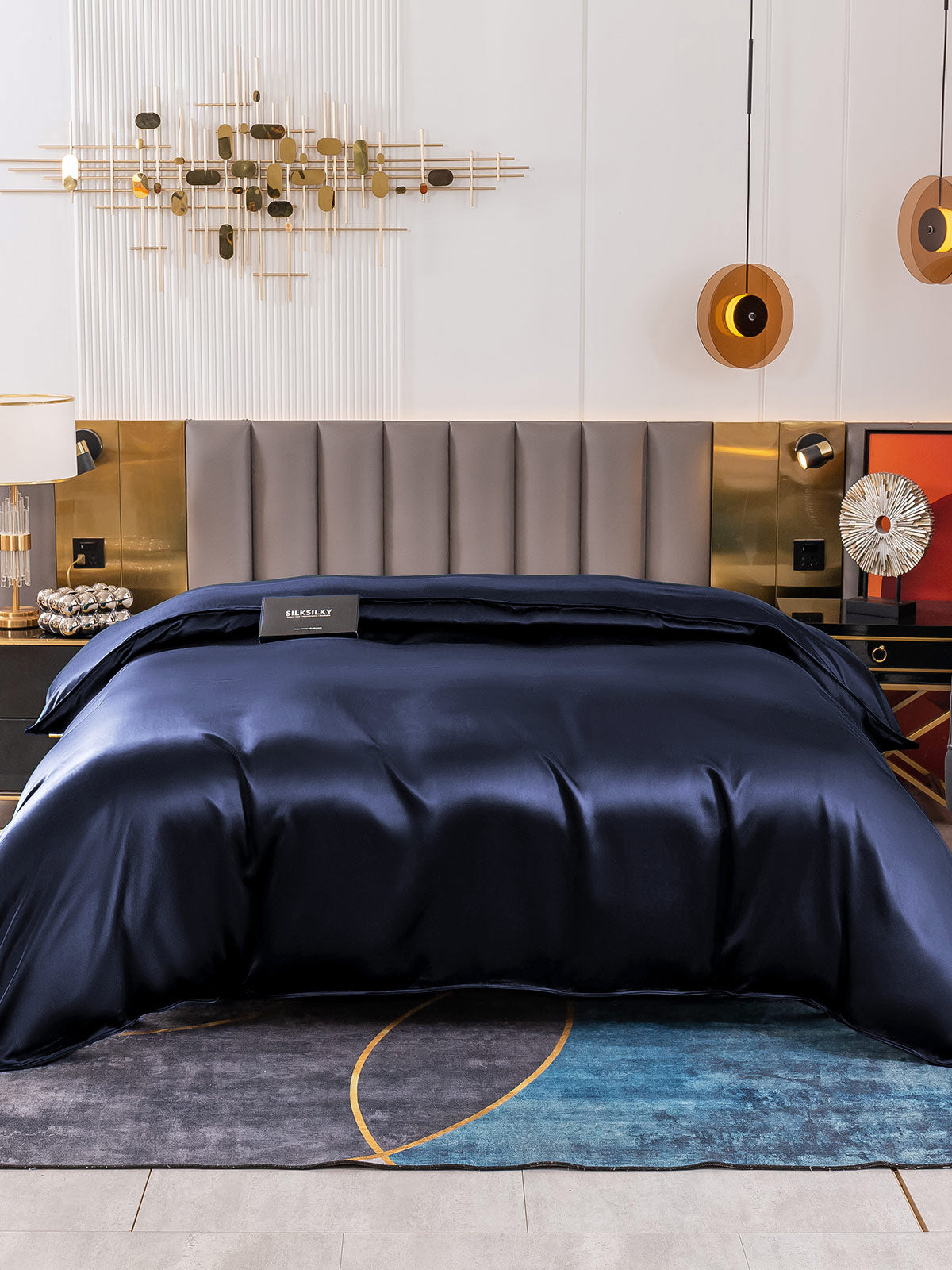 [Dark Blue] SilkSilky-CA 19Momme Pure Silk Duvet Cover 002