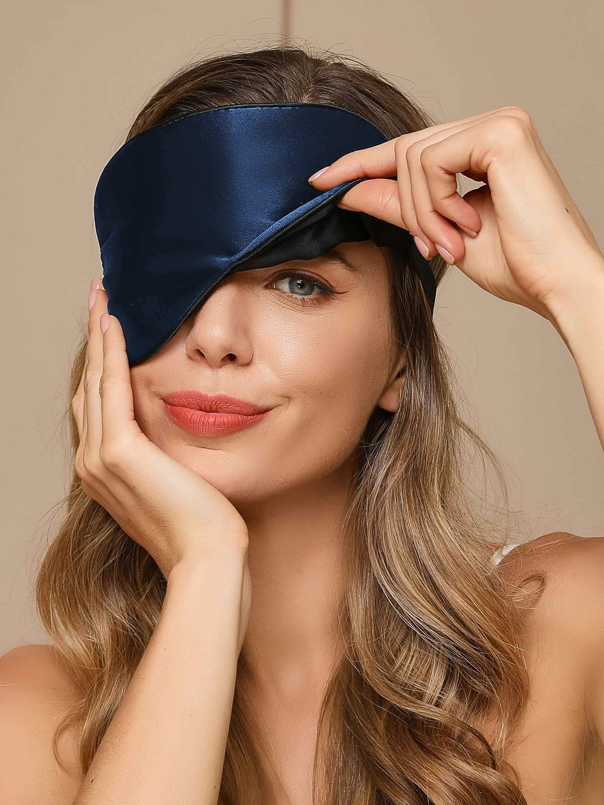 [Dark Blue] SilkSilky-CA 19Momme Pure Silk Eye Mask 001